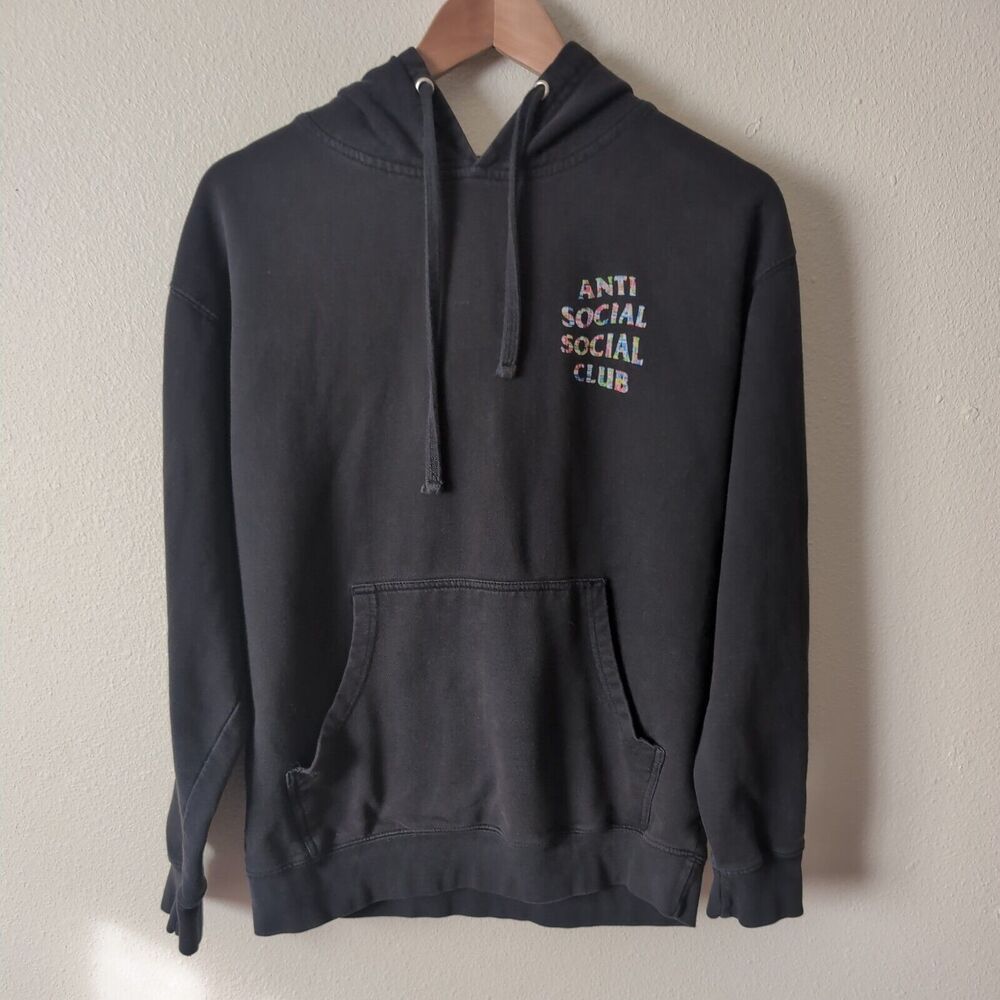 Anti Social Social Club Hoodie  Mens Size M Black Flags‎ Sweatshirt Flag